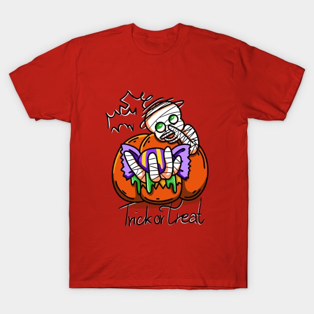 TrickHorrorTreat T-Shirt by The Three Cimension Person.